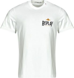Replay Regular fit T-shirt van puur katoen met logoprint