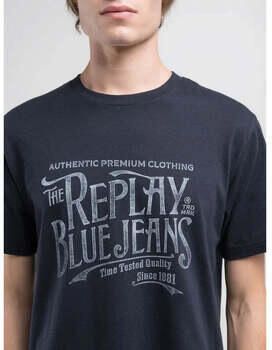 Replay Blauw Katoenen T-Shirt Korte Mouw Blue Heren - Foto 4