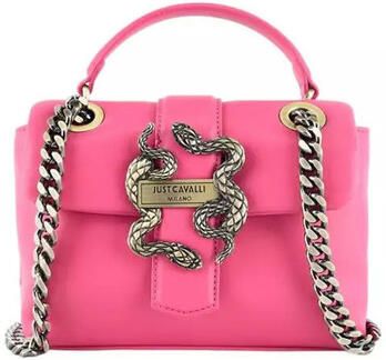 Just Cavalli Fuchsia Schoudertas met Iconic Snake Logo Pink Dames
