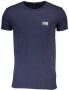 Cavalli Class Blauw Katoenen Bedrukt Logo T-Shirt Blue Heren - Thumbnail 1