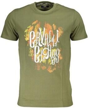 Cavalli Class Bedrukt Logo T-shirt Korte Mouw Ronde Hals Green Heren