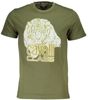 Cavalli Class Groen Katoenen Bedrukt Logo T-Shirt Green Heren