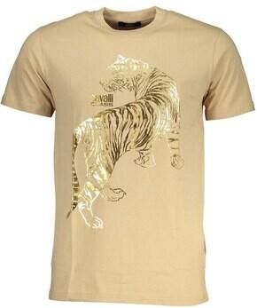 Cavalli Class Beige Katoenen T-shirt met Print Logo Beige Heren