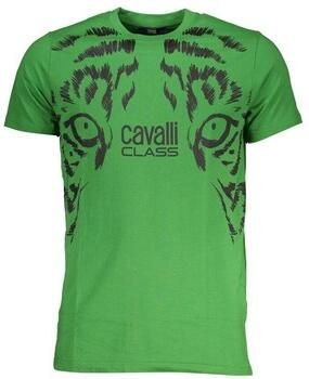 Cavalli Class Groen Katoenen Bedrukt Logo T-Shirt Green Heren