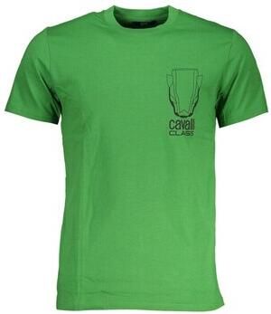 Cavalli Class Groen Katoen Logo Print T-Shirt Green Heren