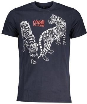 Cavalli Class Blauw T-shirt met korte mouwen en logo Blue Heren - Foto 4