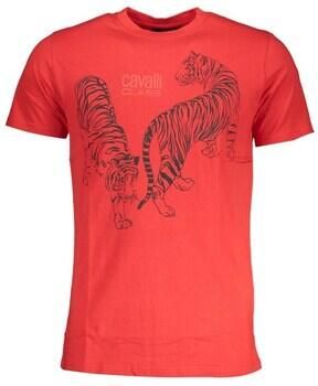 Cavalli Class Rode T-shirt met korte mouwen en logo Red Heren - Foto 4