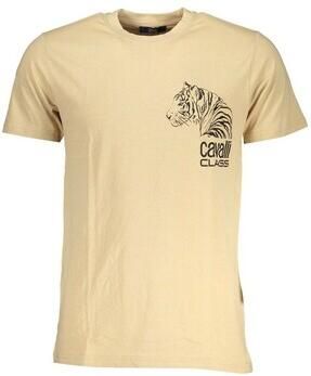 Cavalli Class Beige Katoenen Logo Print T-shirt Beige Heren