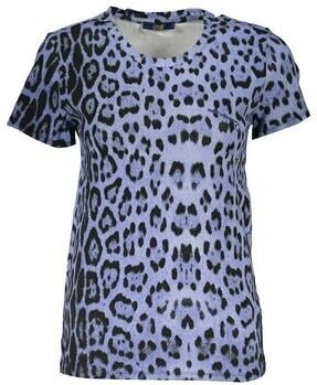 Cavalli Class Blauw Katoenen Bedrukt Logo T-Shirt Blue