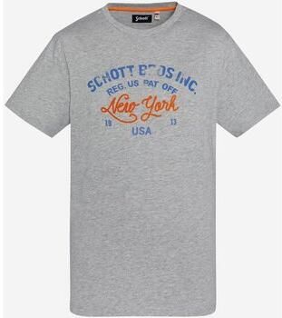 Schott NYC Katoenen TShirt Toby Grijs Gray Heren