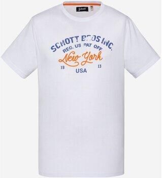 Schott NYC Katoenen T-shirt Toby White Heren