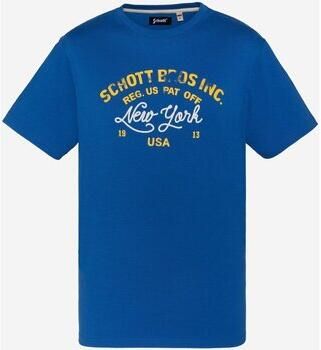 Schott NYC Katoenen TShirt Toby Blauw Blue Heren