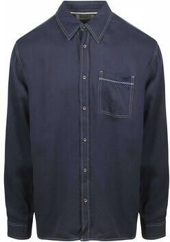 Scotch & Soda Overhemd Lange Mouw Scotch & Soda Overhemd Solid Tencel Navy