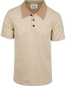 Scotch & Soda Polo Shirt Korte Mouw Scotch & Soda Knitted Polo Jacquard Beige