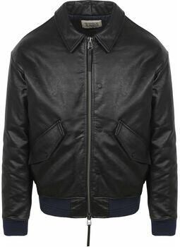 Scotch & Soda Windjack Scotch & Soda Faux Leather Bomberjack Zwart