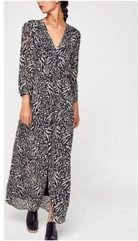 See u soon Gedrukte Lange Jurk V-Hals Glitter Black Dames - Foto 4