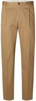 Selected Homme Beige Basic Broek met Voorplooien en Split Brown Heren - Foto 2