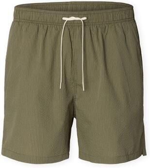 Selected Korte Broek Cooper-Seersucker Swim Trunks Deep Lichen Green