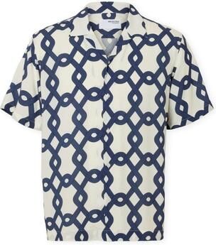 Selected Overhemd Korte Mouw Relax-Vero Shirt Egret Geo