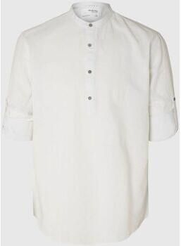 Selected Overhemd Lange Mouw 16092977 LINEN TUNIC-BRIGHT WHITE