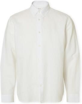 Selected Overhemd Lange Mouw Noos SlimClay Linen Shirt Bright White