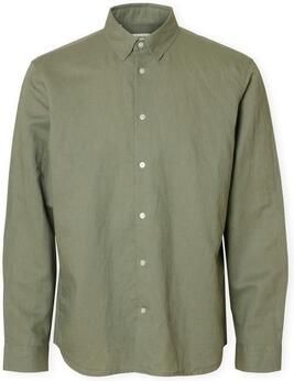 Selected Overhemd Lange Mouw Noos SlimClay Linen Shirt Vetiver