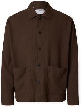 Selected Homme Relaxed fit overshirt van een mix van katoen en linnen model 'RELAXTONY'