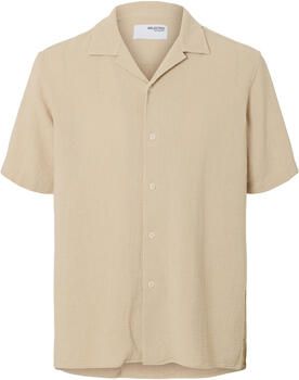 Selected Overhemd Korte Mouw Sal Relax Fit Overhemd Oatmeal