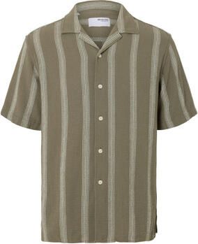 SELECTED HOMME Heren Overhemden Slhrelax-sal Shirt Ss Resort Groen