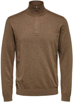 Selected Sweater Berg Half Zip Cardigan Teak