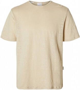 Selected T-shirt T-Shirt Bet Linen Oatmeal