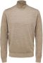 Selected Homme Merino Coolmax Gebreide Rolhals Sweater Beige Heren - Thumbnail 2