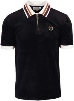 Sergio Tacchini Polo Shirt Korte Mouw Mahony Velour Zip Polo Shirt Black Gold