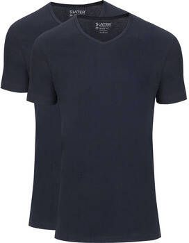 Slater T-shirt 2-pack Basic Fit T-shirt V-hals Navy