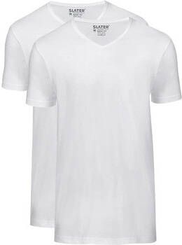 Slater T-shirt 2-pack Basic Fit T-shirt V-hals Wit