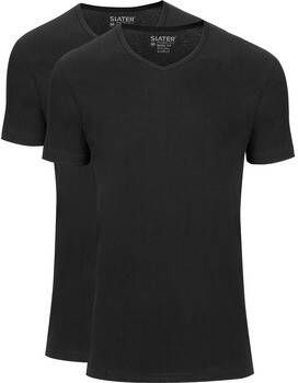 Slater T-shirt 2-pack Basic Fit T-shirt V-hals Zwart