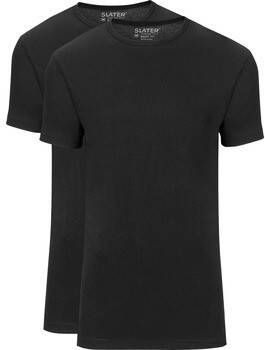 Slater T-shirt 2-pack Basic Fit T-shirt Zwart