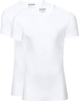 Slater T-shirt 2-pack Stretch V-hals T-shirt Wit
