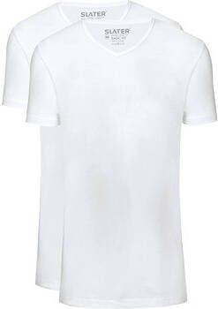 Slater T-shirt 2-pack T-shirt Basic Extra Lang V-neck Wit