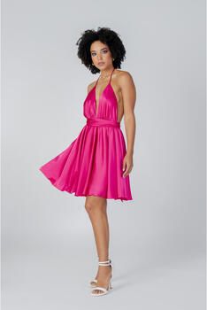Sol Wears Women Fuchsia V-hals Jurk met Bandjes Pink Dames