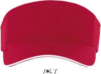 Sols Pet ACE ROOD-WIT UNISEX KATOENEN ZONNEKLEP