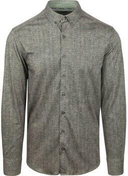 State Of Art Overhemd Lange Mouw Overhemd Jersey Herringbone Groen