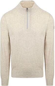 State Of Art Trui Half Zip Trui Wool Blend Melange Greige