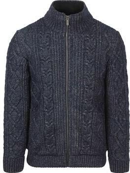State Of Art Trui Vest Cable Zip Melange Navy