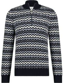 State Of Art Sweater Half Zip Donkerblauw Print