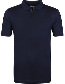State Of Art T-shirt Mercerized Pique Polo Rits Donkerblauw