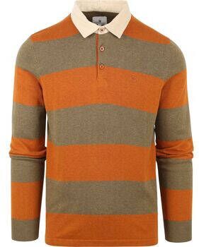 State Of Art T-shirt Pique Longsleeve Polo Strepen Oranje