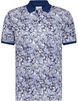 State Of Art T-shirt Polo Pique Bloemenprint Donkerblauw