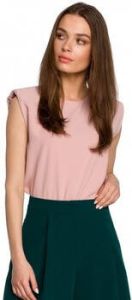 Style Blouse S260 Mouwloze blouse met gewatteerde schouders poeder