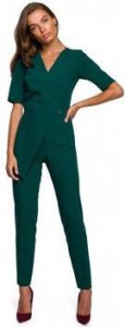 Style Jumpsui S241 Eendelige jumpsuit met een dubbele voorzijde groen